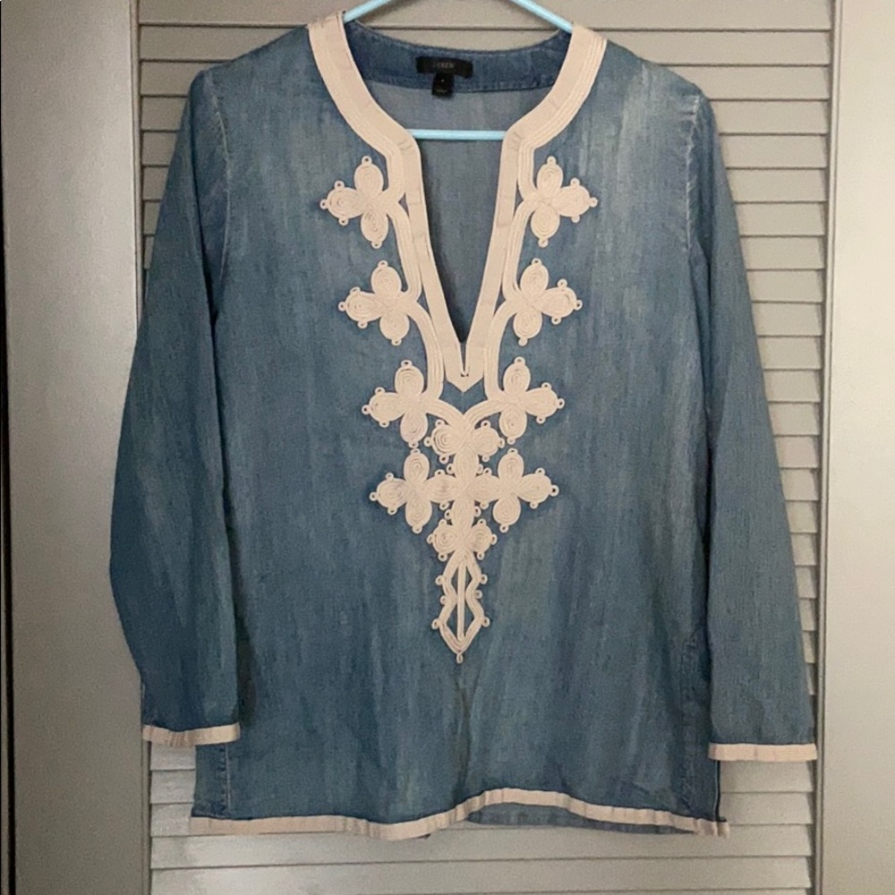 J. Crew Chambray Moroccan Style Top
